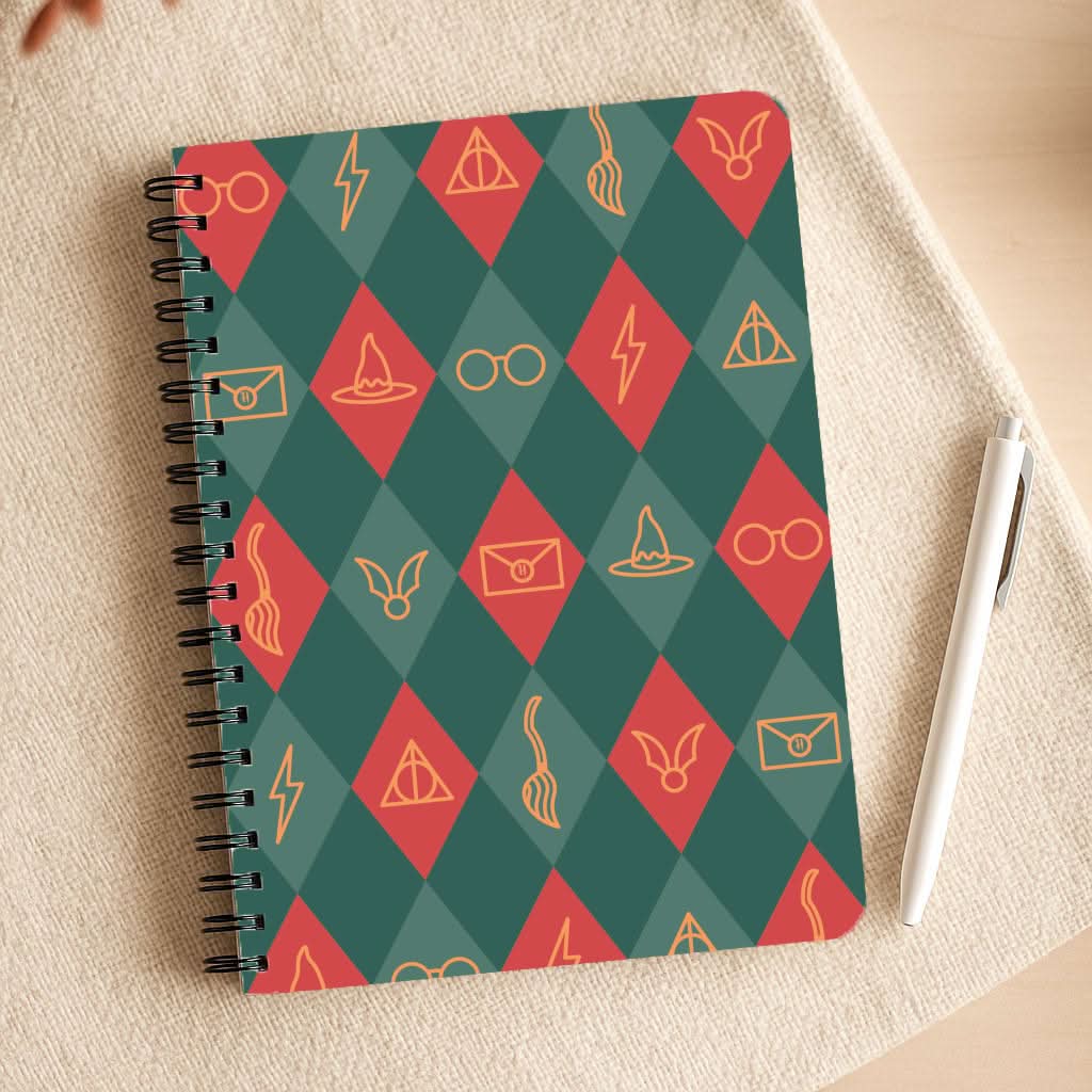 Christmas Wizard Icons Argyle Pattern Notepad