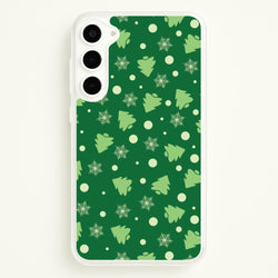 Cartoon Christmas Trees And Snowflakes Pattern Galaxy S23 Plus Case