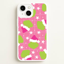 Pink Green Creature Xmas Pattern iPhone 13 Mini Case