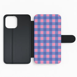 Pink And Blue Checkered Pattern Flip Phone Case