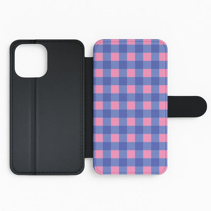 Pink And Blue Checkered Pattern Flip Phone Case