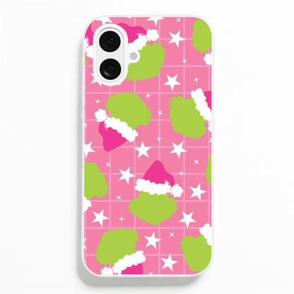 Pink Green Creature Xmas Pattern iPhone 16 Plus Case