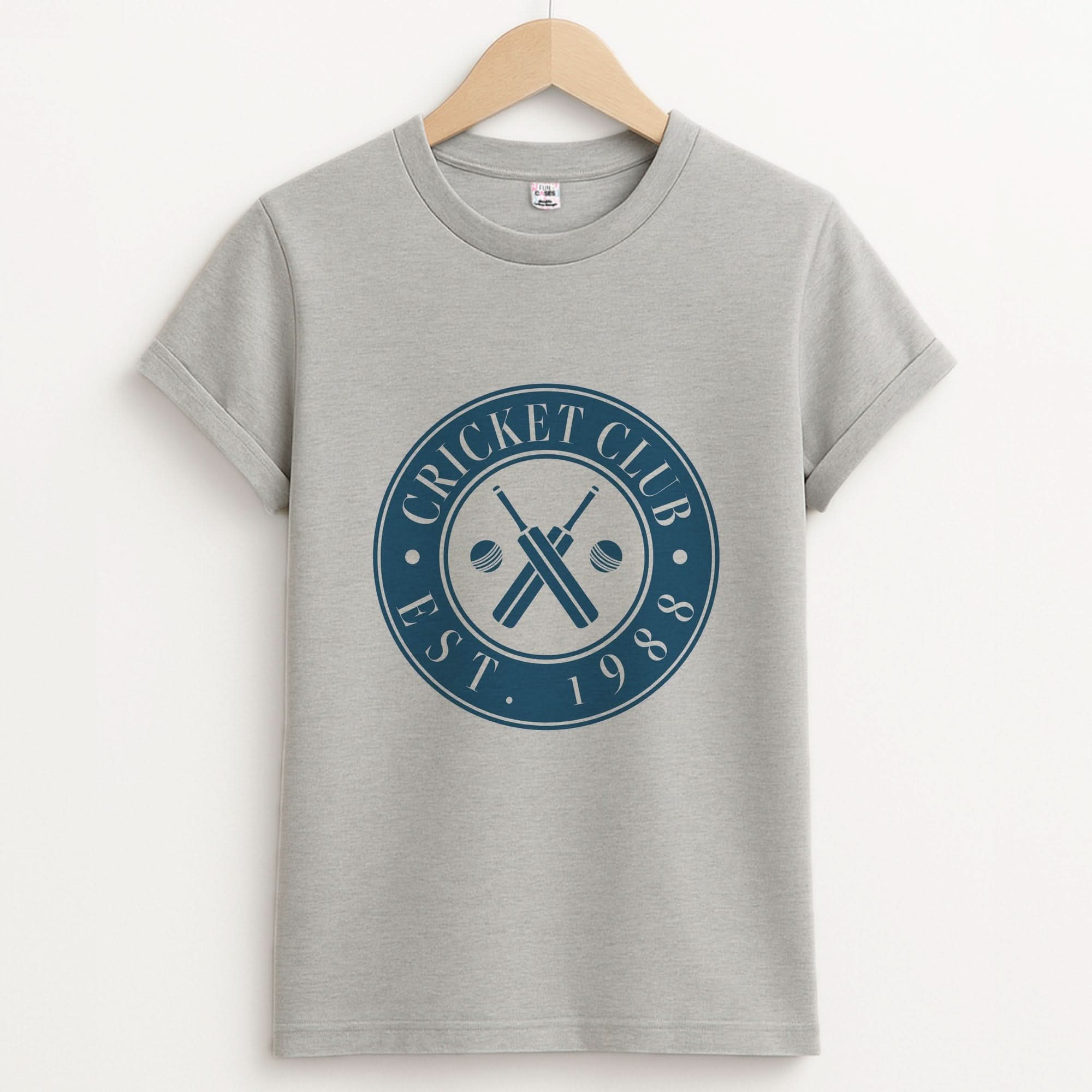 Cricket Badge Unisex Grey T-Shirt
