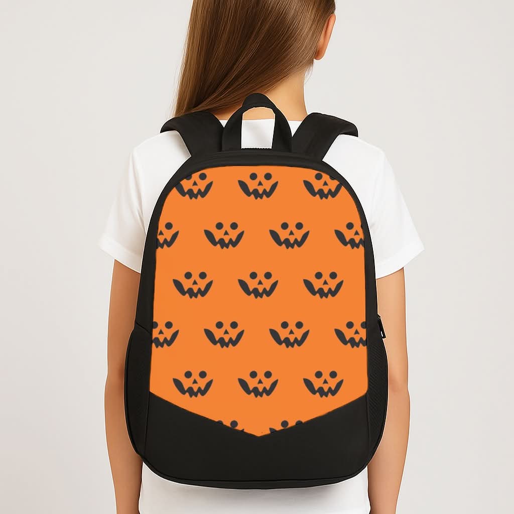 Carved Pumpkin Face Pattern School Bag