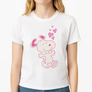 Cartoon Beagle Valentine Hearts Pattern T-Shirt 3
