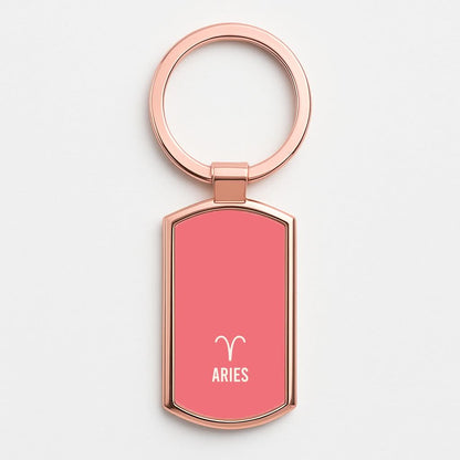 Aries Pastel Zodiac Rose Gold Keyring