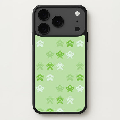 Green Slowflakes Christmas Pattern iPhone 17 Pro Max Case