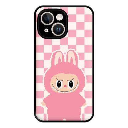 Checkered Cute Pink Monster  iPhone 14 Plus Case