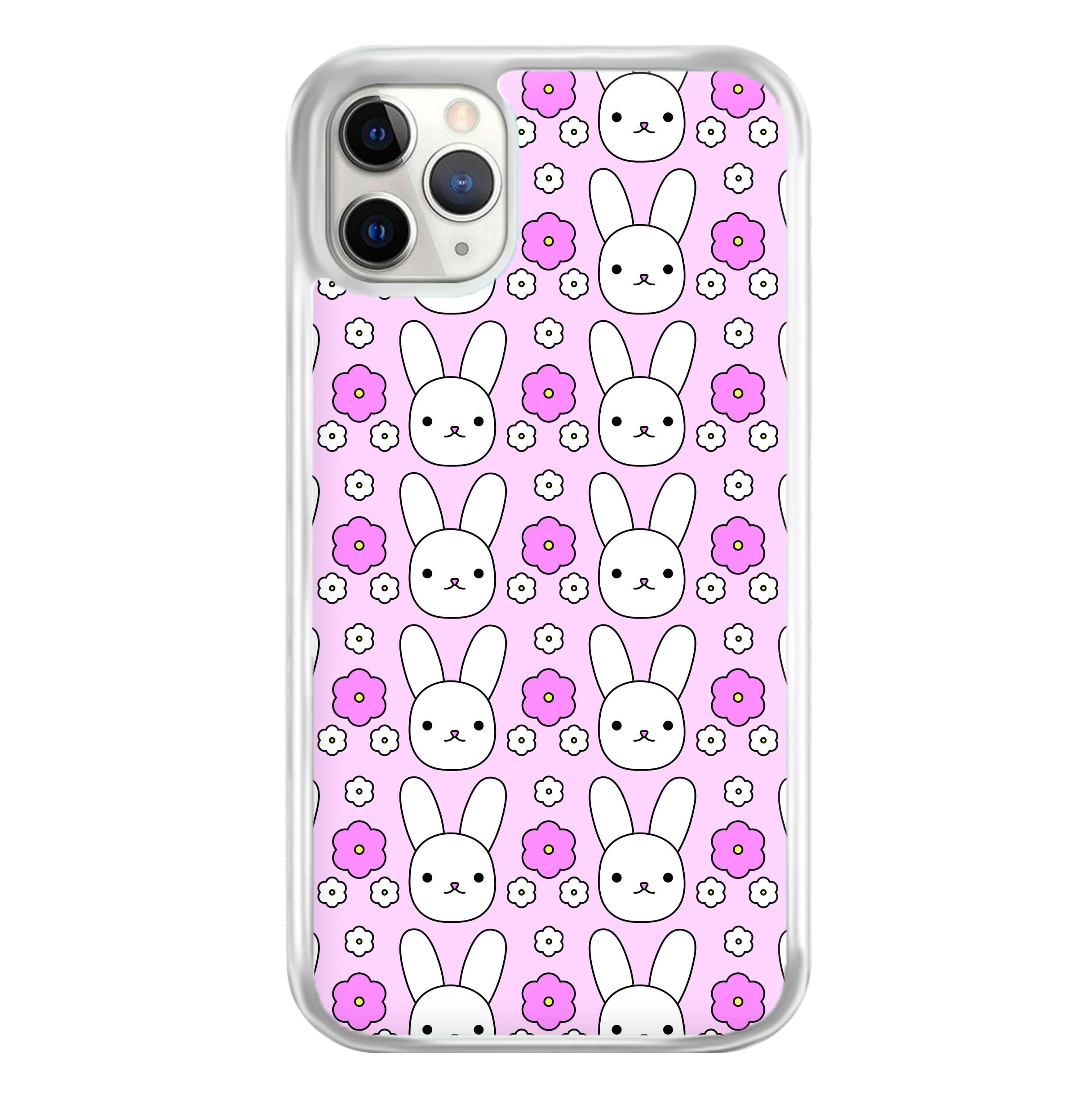 Bunnies And Flowers Pattern Phone Case