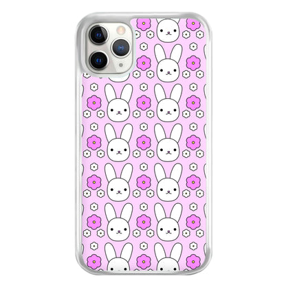 Bunnies And Flowers Pattern Phone Case