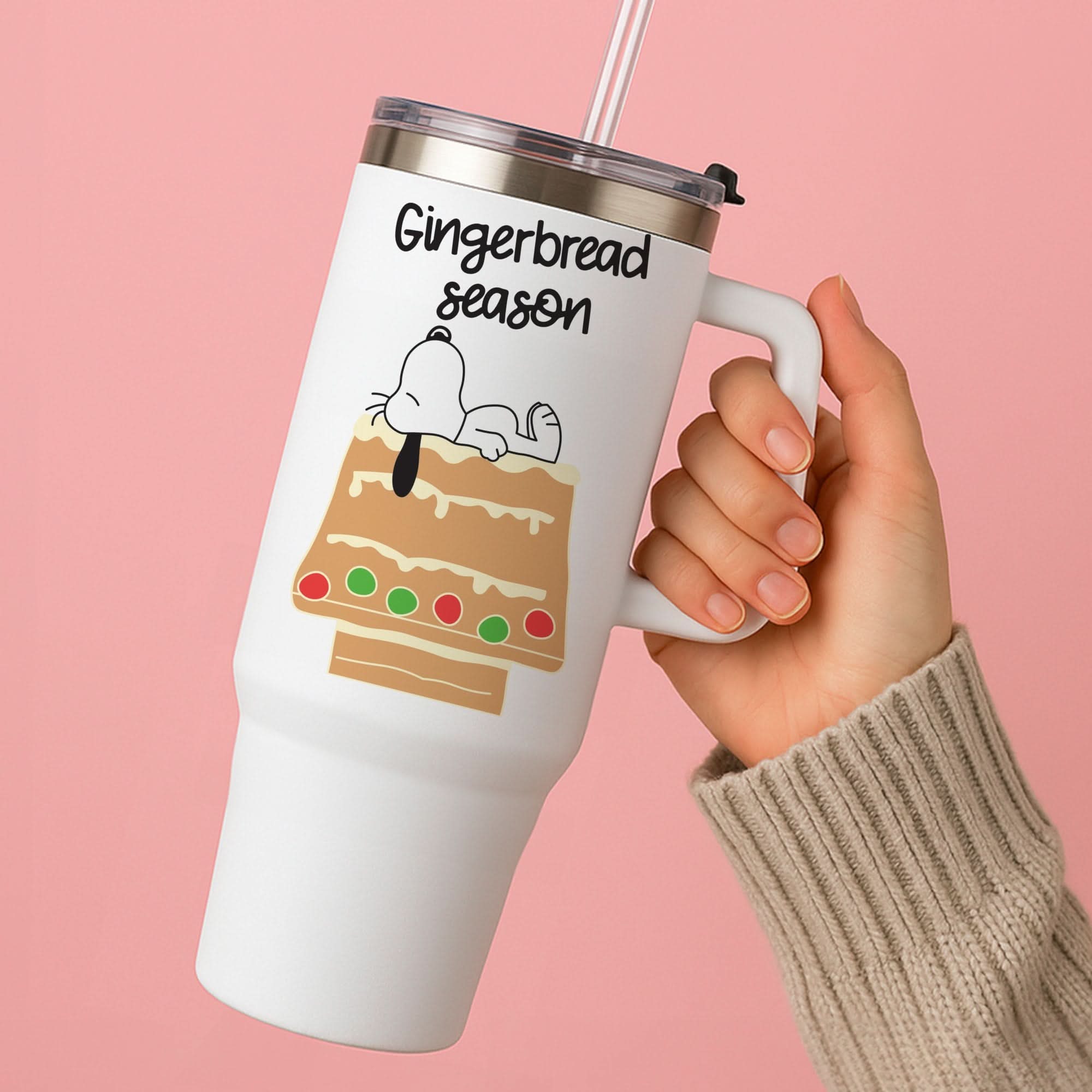Cartoon Beagle Gingerbread House Tumbler