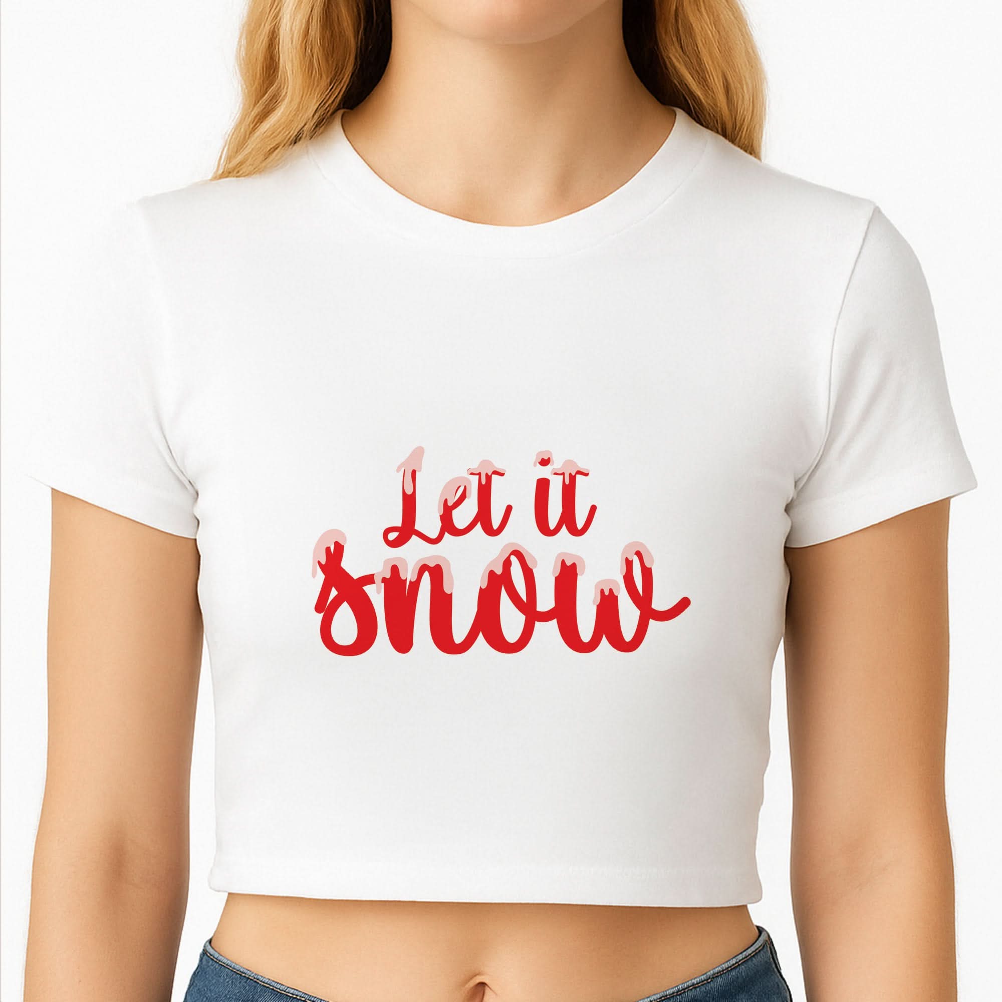 Let It Snow Snowflakes Crop Top