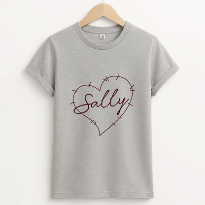 Stitched Heart Sally Unisex Grey T-Shirt