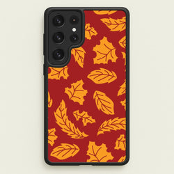 Orange Leaves Pattern Galaxy S22 Ultra Case