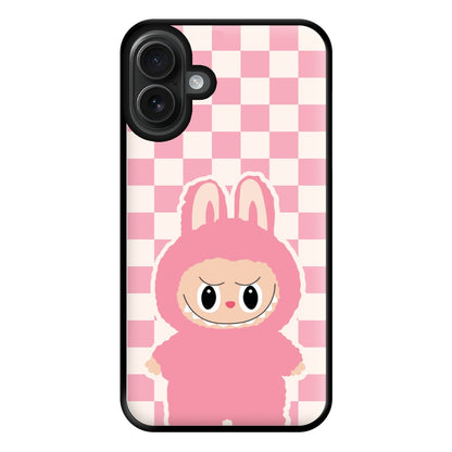 Checkered Cute Pink Monster  iPhone 16 Plus Case