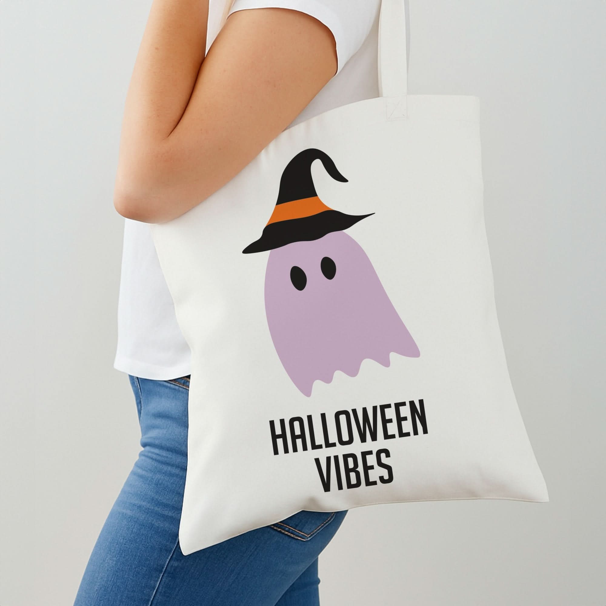 Purple Ghost Halloween Vibes Shoulder Bag