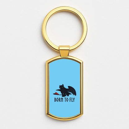 Dragon Born To Fly Gold Keyring