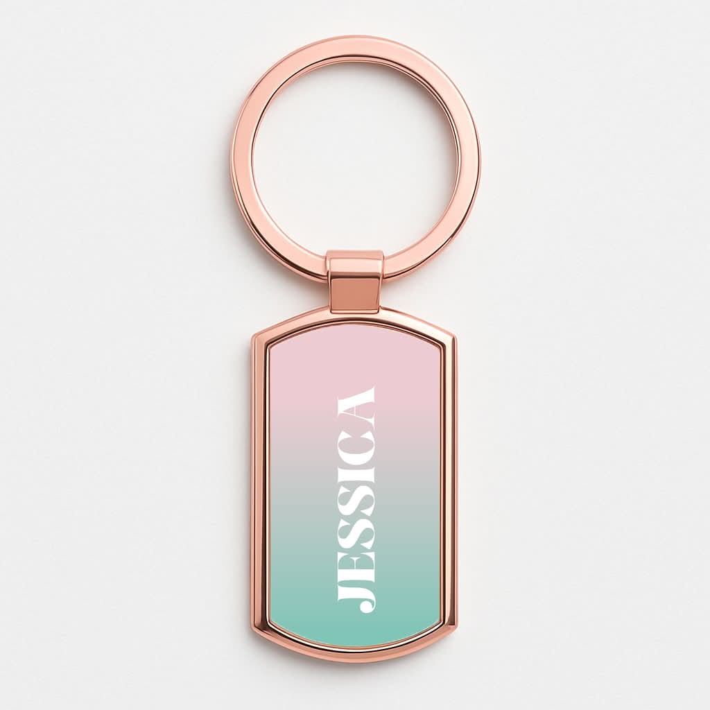 Gradient Personalised Name Rose Gold Keyring
