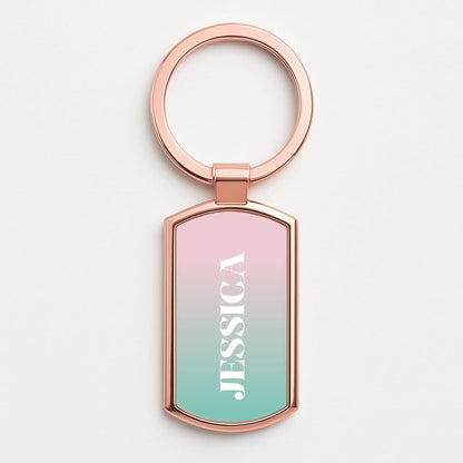 Gradient Personalised Name Rose Gold Keyring