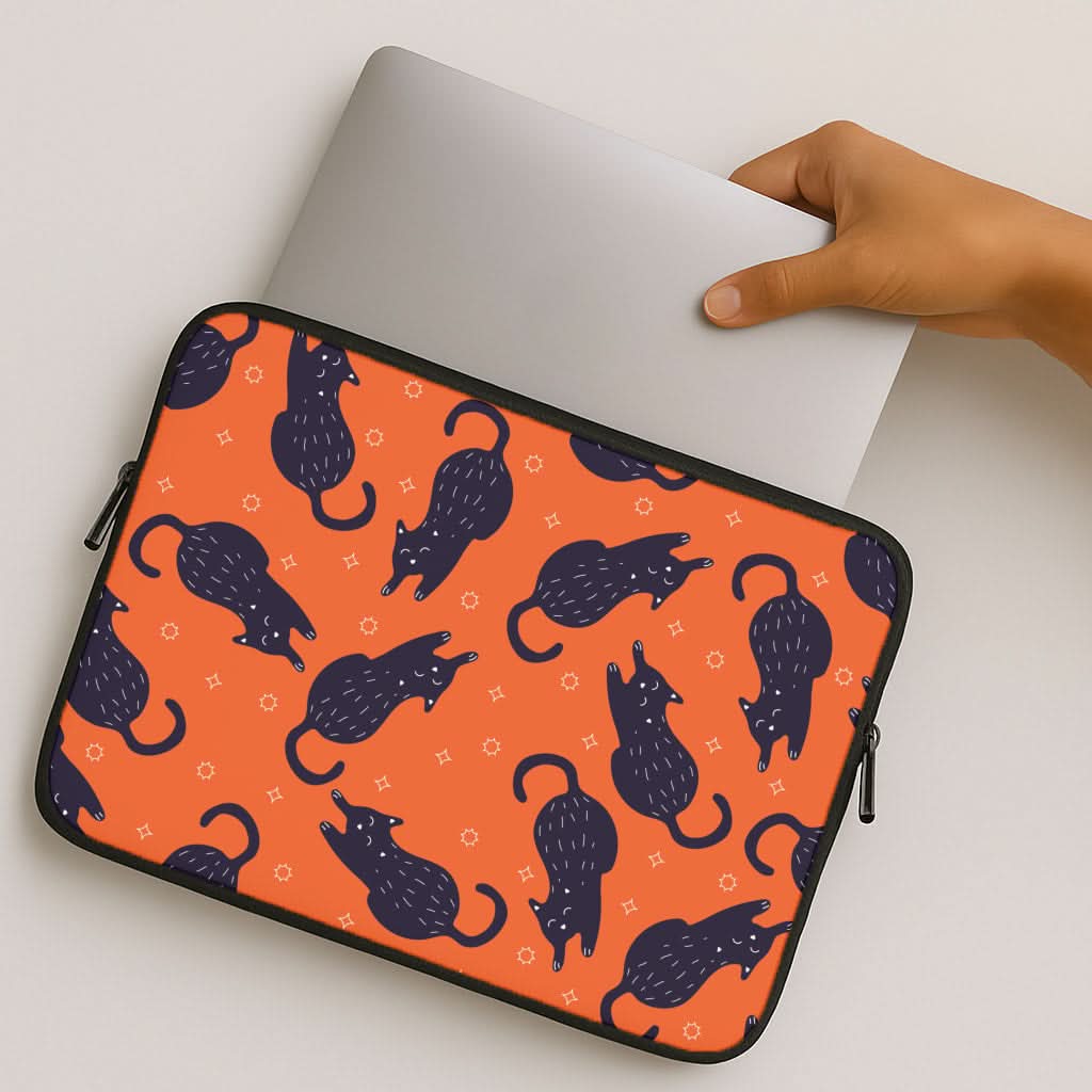 Black Cats And Stars Pattern MacBook Cover