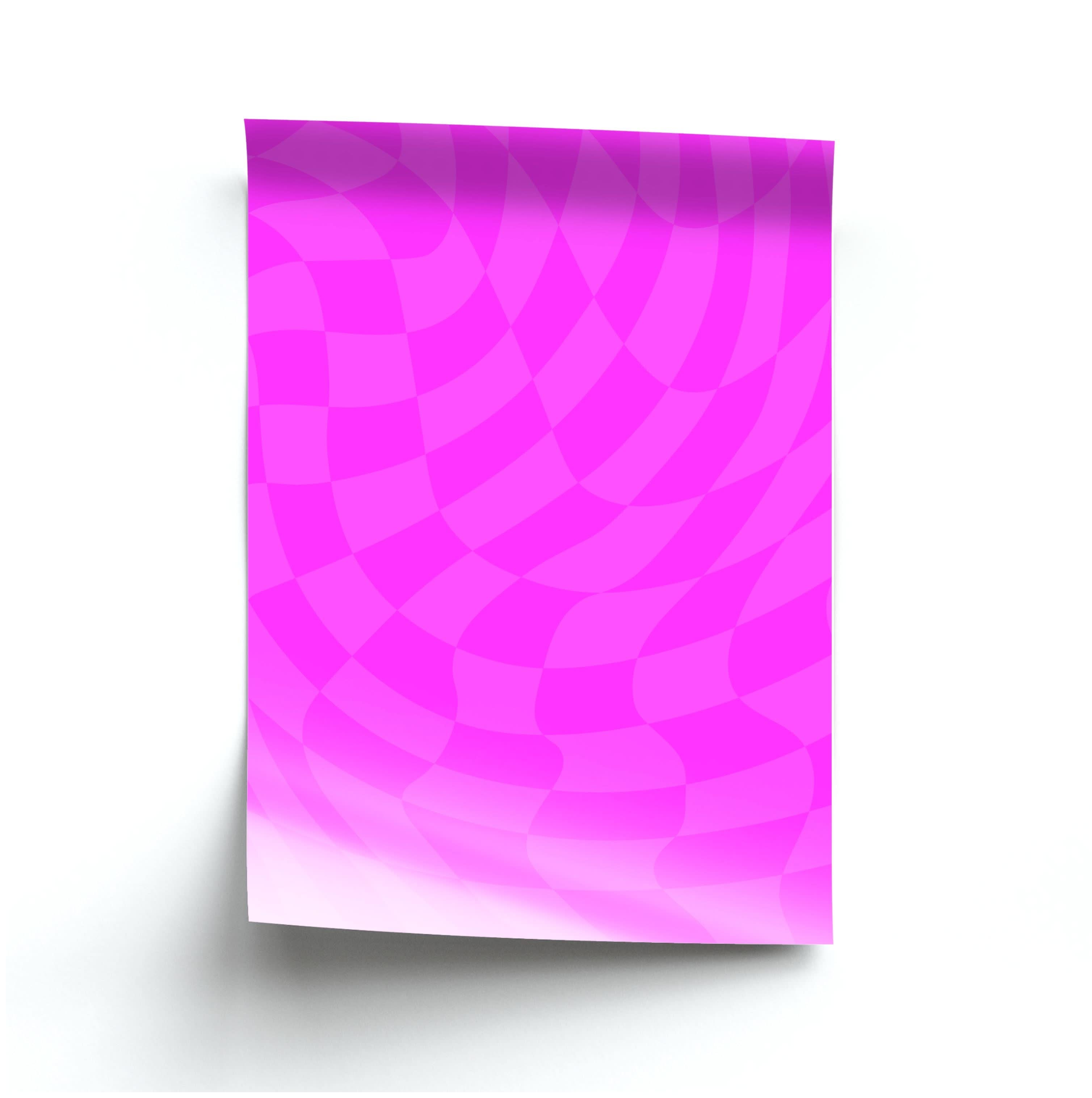 Pink Trippy Checkerboard Pattern Poster