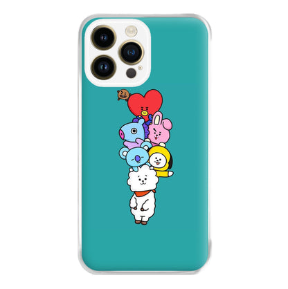 Green BT21 - RJ, Mang, Koya, Chimmy, Cooky, Shooky, Tata - K Pop Phone Case