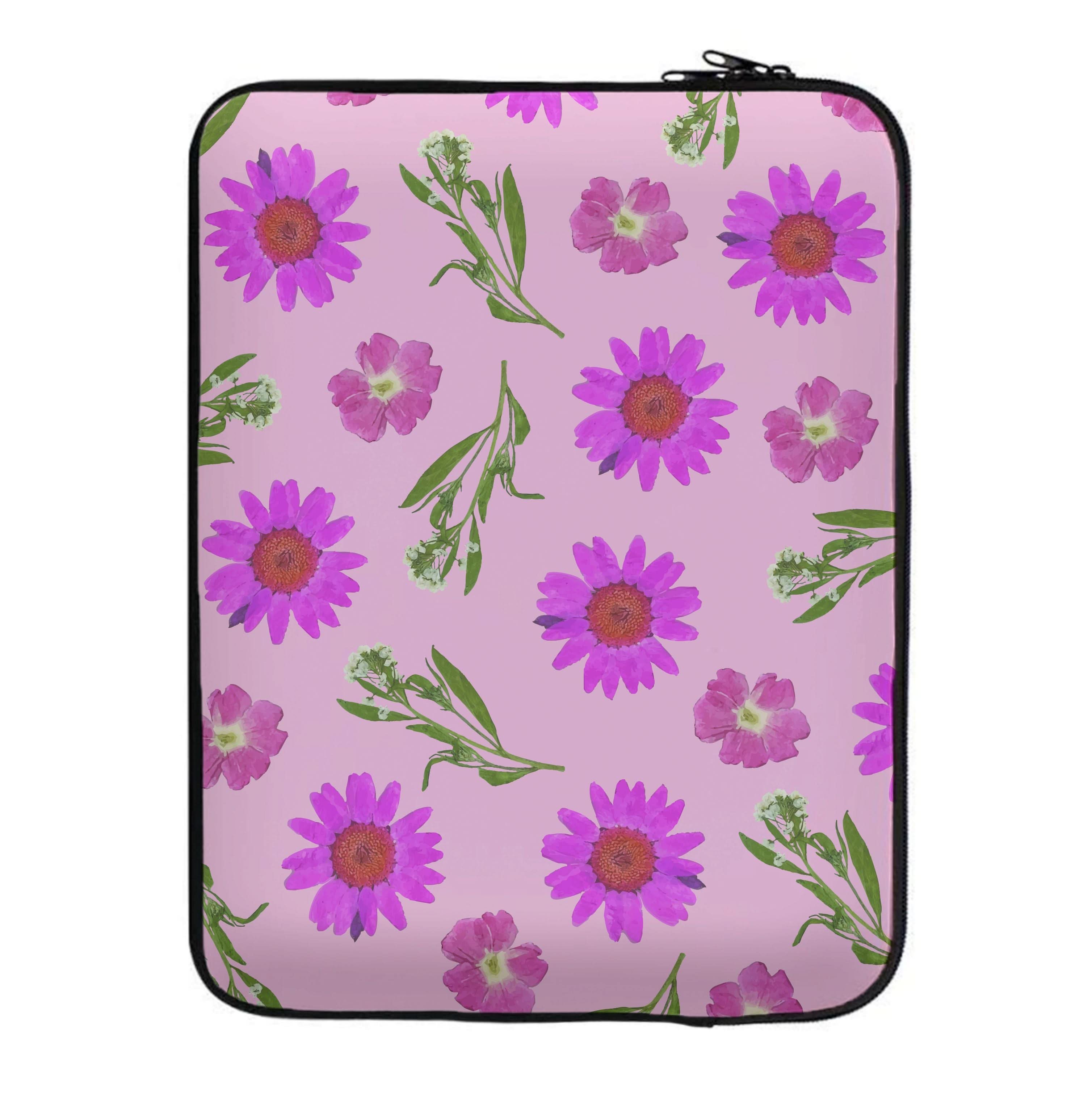 Pressed Pink Flowers Pattern  Laptop Sleeve
