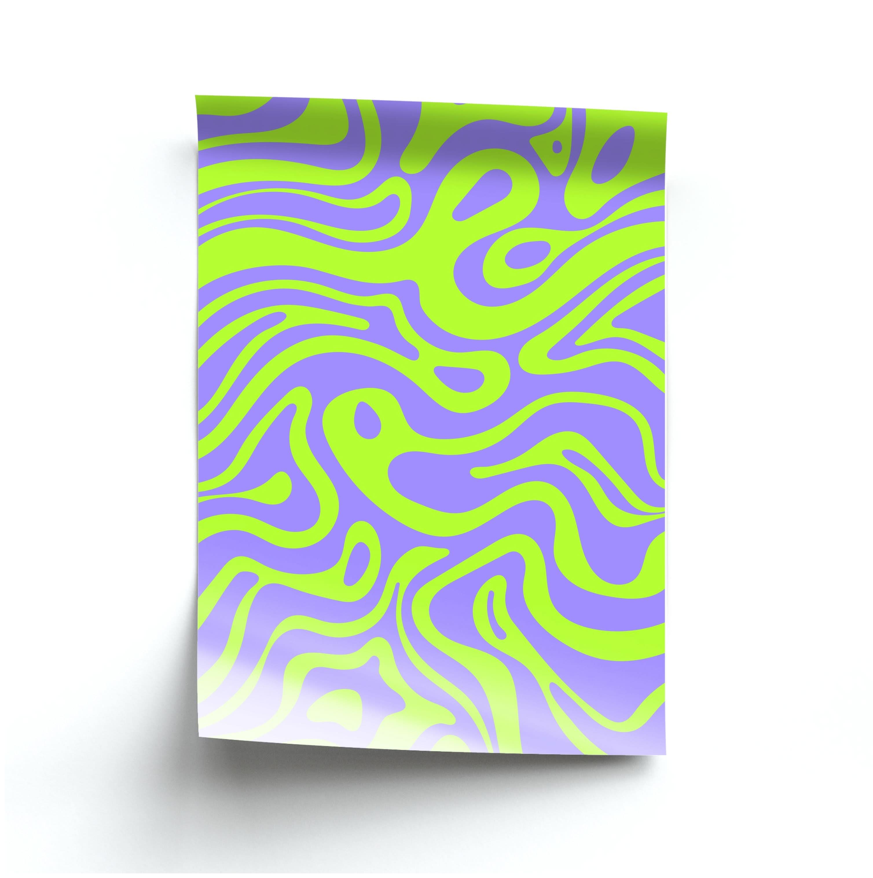 Green And Purple Waves Pattern Poster