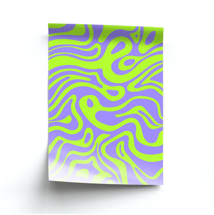 Green And Purple Waves Pattern Poster