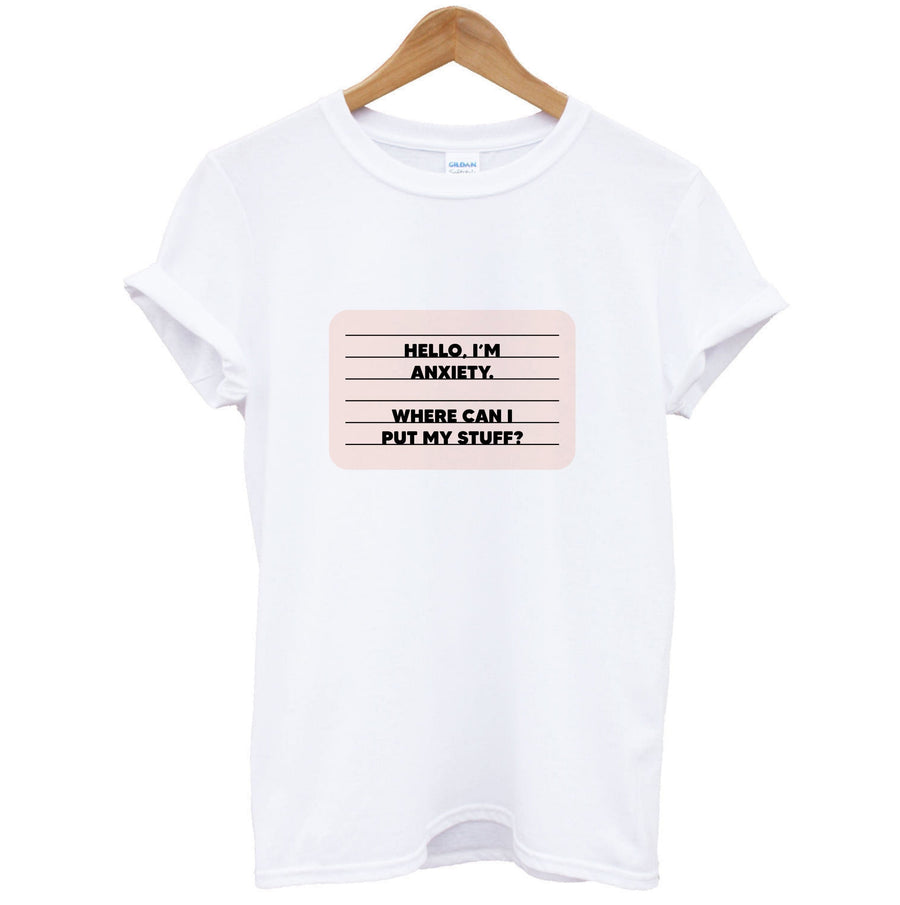 Hello I'm Anxiety - Inside Out T-Shirt