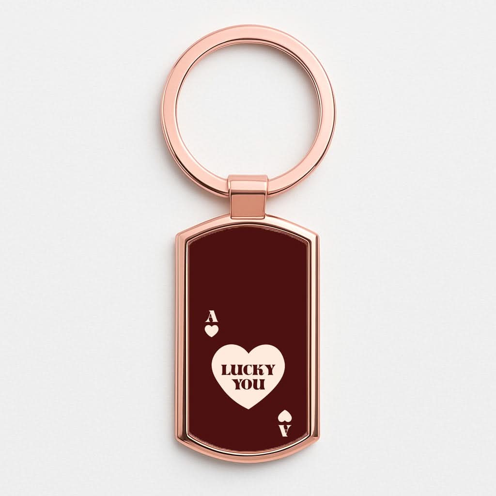 Ace Of Hearts Lucky You Rose Gold Keyring