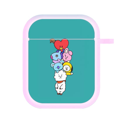 Green BT21 - RJ, Mang, Koya, Chimmy, Cooky, Shooky, Tata - K Pop AirPods Case