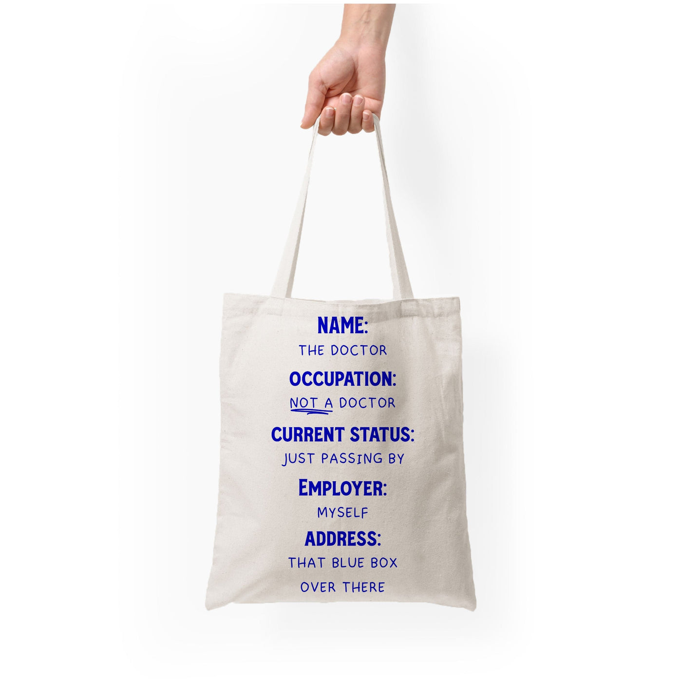 Name And Occupation - Doctor Who Tote Bag