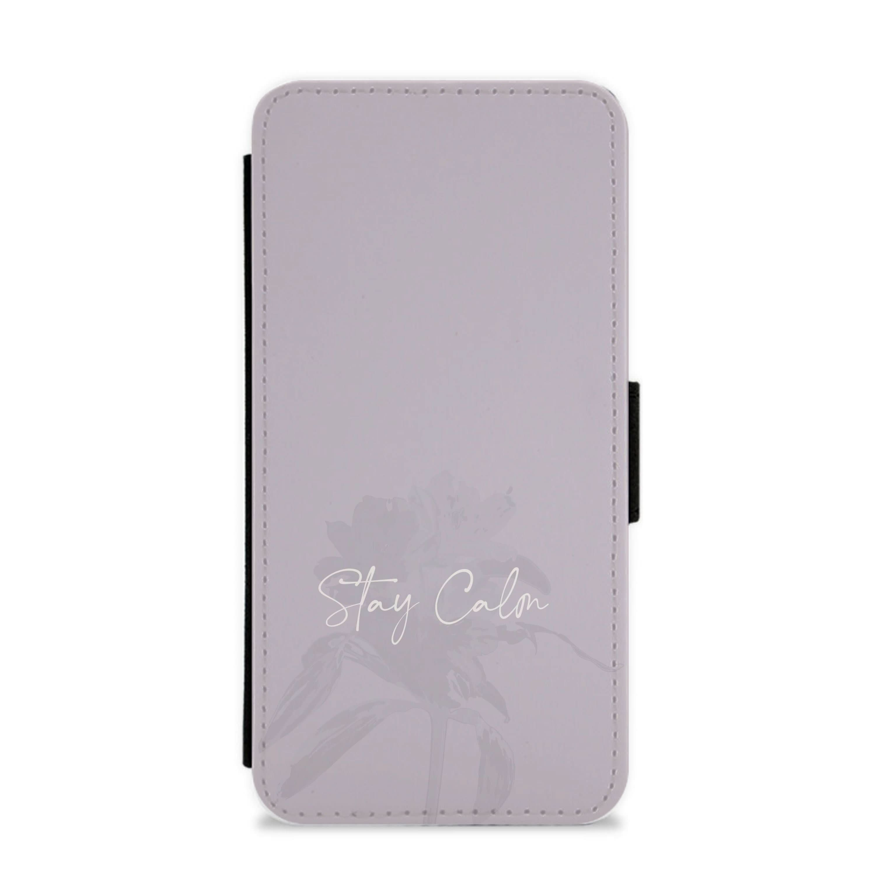 Mauve Stay Calm Flip / Wallet Phone Case