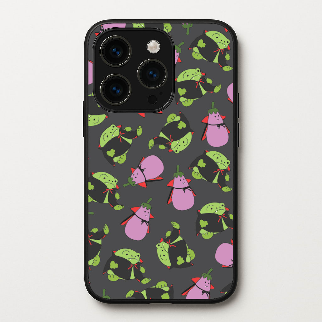 Vampire Frogs And Vegetables Pattern - Halloween iPhone 15 Pro Case