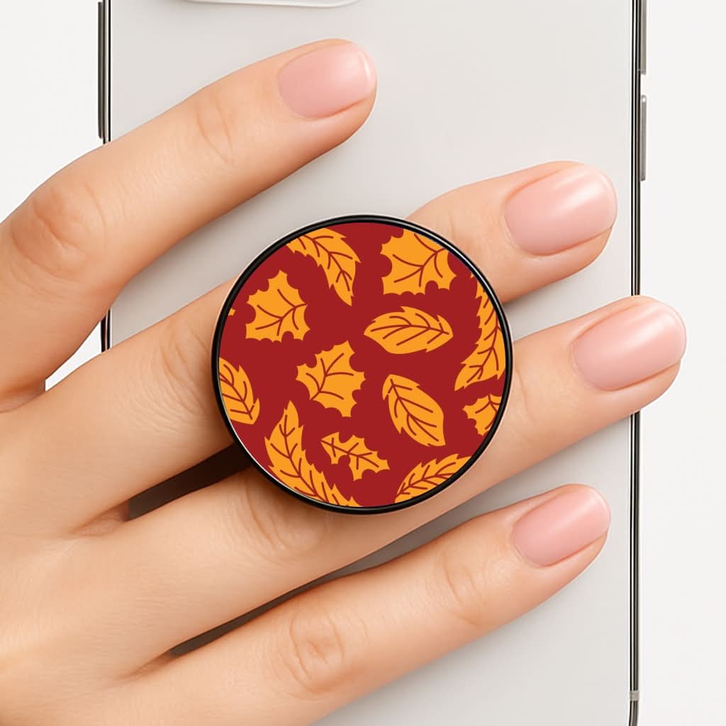 Orange Leaves Pattern Phone Grip