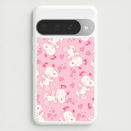 Cartoon Beagle Valentine Hearts Pattern Google Pixel 10 Pro XL Case