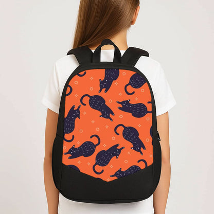 Black Cats And Stars Pattern School Bag