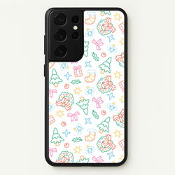 Neon Christmas Icons Pattern II Galaxy S21 Ultra Case