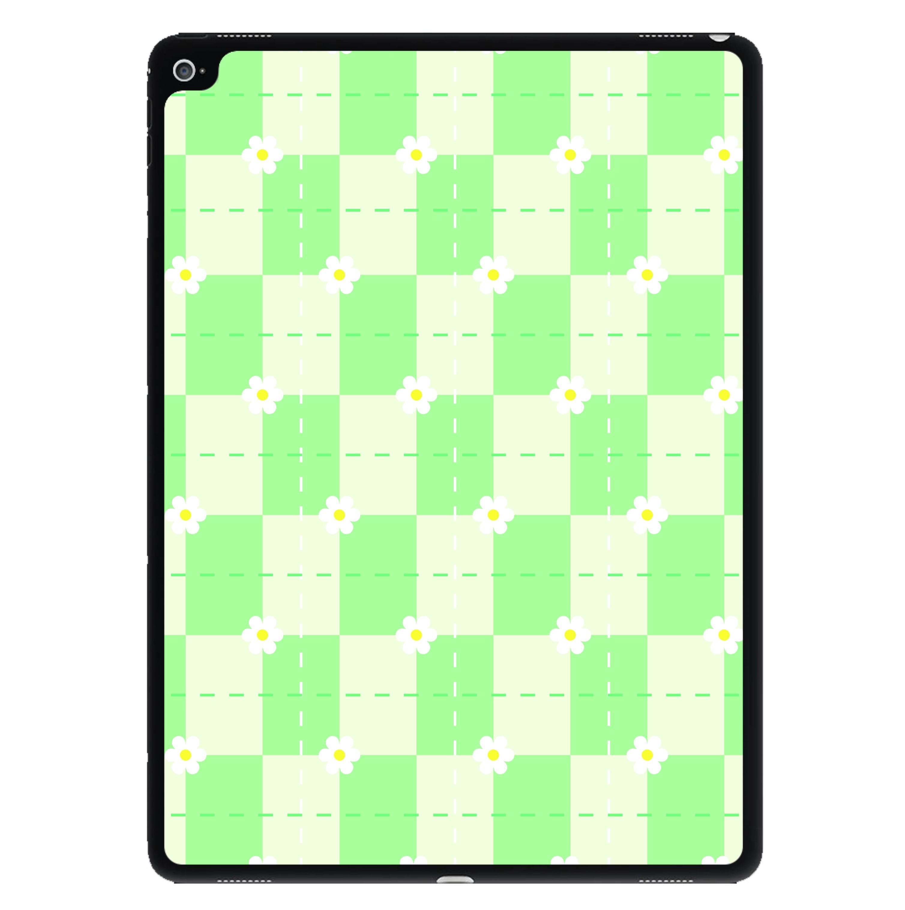 Green Plaid Daisies  iPad Case