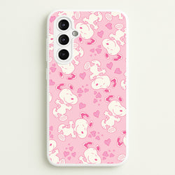 Cartoon Beagle Valentine Hearts Pattern Galaxy A14 Case