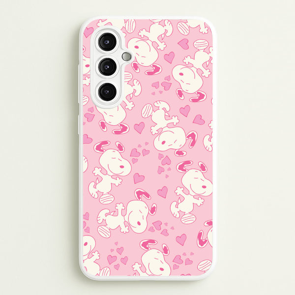 Cartoon Beagle Valentine Hearts Pattern Galaxy A14 Case