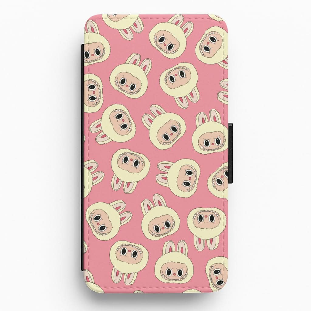 Cute Cream Monster Face Pattern Flip / Wallet Phone Case