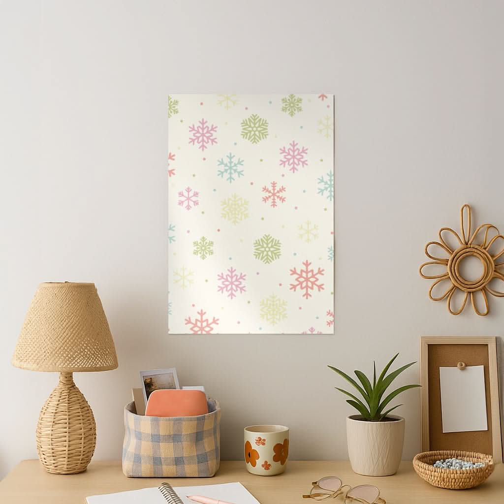 Pastel Snowflakes Pattern Art Print
