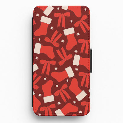 Stockings And Bows Pattern Flip / Wallet Phone Case