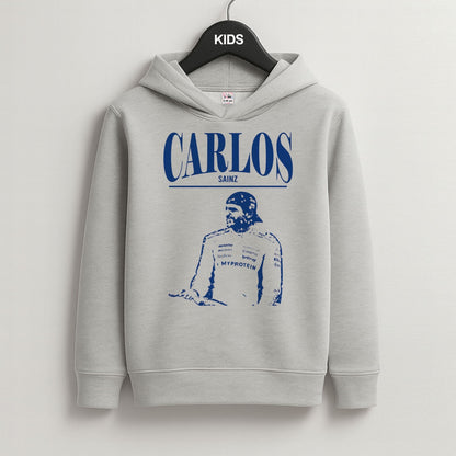 Carlos White And Blue Grey Kids Hoodie