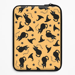 Black Cat And Hats Pattern Laptop Sleeve