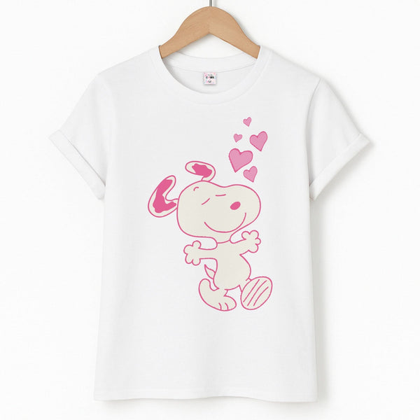 Cartoon Beagle Valentine Hearts Pattern Unisex T-Shirt