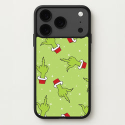 Green Middle Finger Christmas Pattern iPhone 17 Pro Max Case