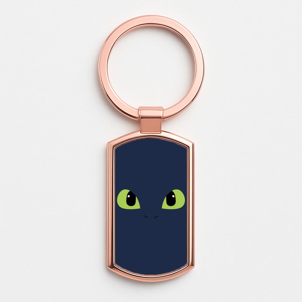 Black Fury Dragon Face Rose Gold Keyring